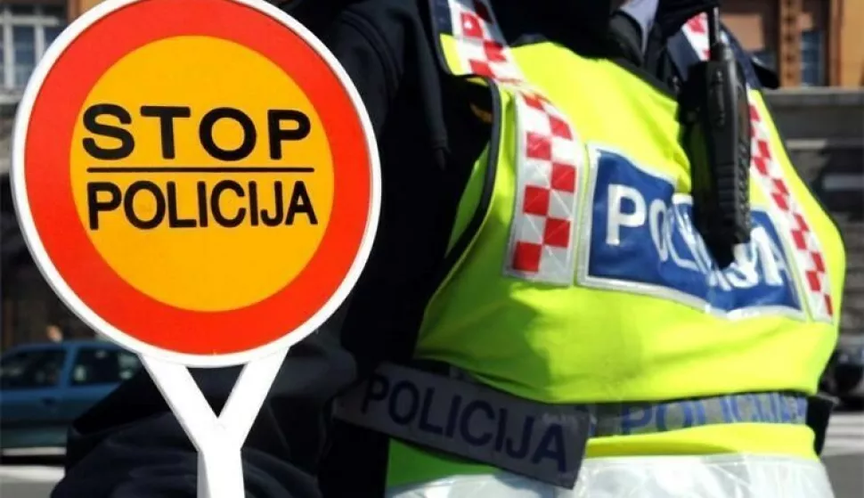 Policija, kontrola prometa, stop palica, ilustracija