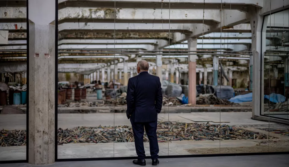 epa12088690 A visitor walks through the newly opened Museum of Survivors at the Low-Beer factory in Brnenec, Czech Republic, 10 May 2025. Daniel Low-Beer, a British descendant of the original owners of the factory seized by the Nazis in 1938, transformed part of the abandoned site into the Museum of Survivors, 80 years after World War II. In 1944, German businessman Oskar Schindler moved his munitions from Poland to the factory in Brnenec (formerly Bruennlitz), where he saved 1,200 Jewish workers from deportation to Nazi concentration camps. EPA/MARTIN DIVISEK