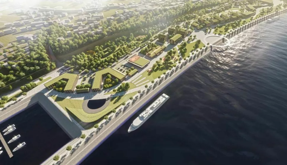 Prvonagrađeno idejno urbanističko rješenje desne obale Dunava; autorice Branka Jukić Krajnović i Ivana Amižić