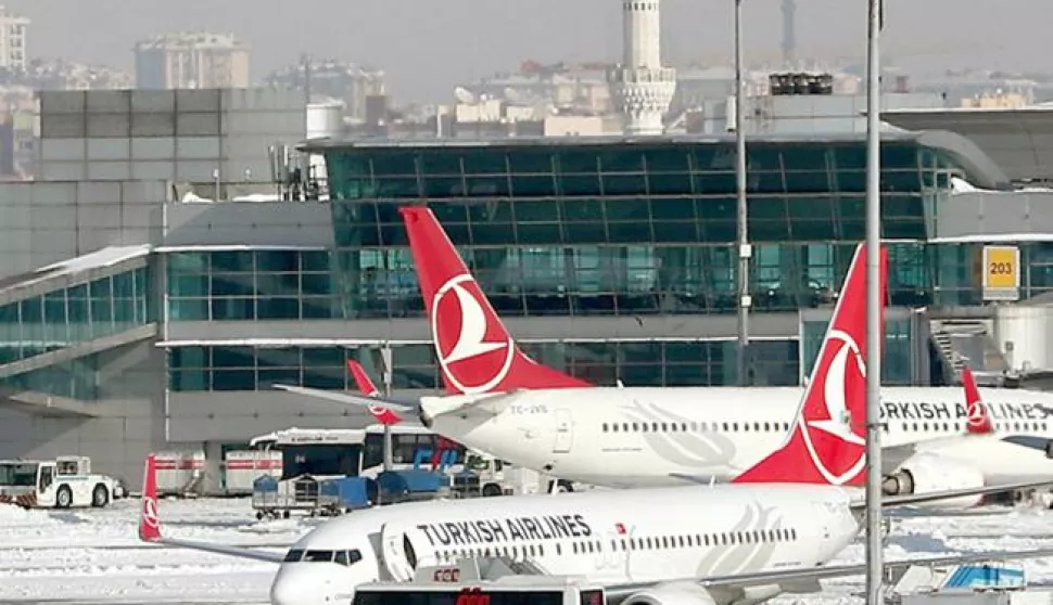 epa05720383 (FILE) - A file picture dated 08 January 2017 shows Turkish Airlines planes and aircraft of other international airlines being grounded at the Ataturk international airport in Istanbul, Turkey. According to media reports on 16 January 2017, Turkish Airlines Flight 6491 crashed into a residential area near the Kyrgyzstan capital of Bishkek, killing the pilot and at least 20 people on the ground, while en route from Hong Kong to Manas International Airport. The plane was carrying cargo to Istambul. There is currently no information on the number of crew on board at the time of the crash. EPA/SEDAT SUNA