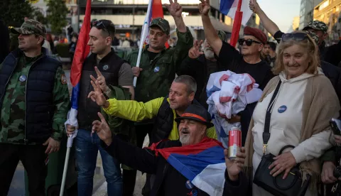 Supporters of Serbia's President Aleksandar Vucic attend a rally to promote the newly formed "The Movement for the People and the State," and to express opposition to months of student protests, in Nis, Serbia, May 17, 2025. REUTERS/Marko Djurica Photo: MARKO DJURICA/REUTERS ALEKSANDAR VUČIĆ, NIŠ