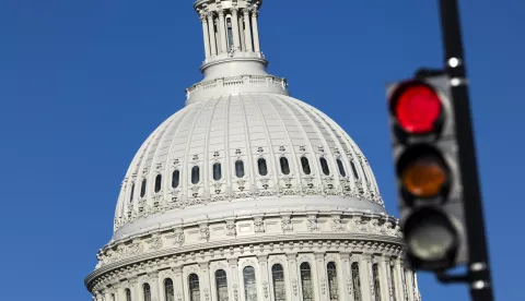 epa12020462 The US Capitol in Washington, DC, USA, 09 April 2025. Bipartisan groups of lawmakers in the House and Senate are introducing bills to restrict the Trump administration's ability to impose tariffs without Congressional involvement. EPA/SHAWN THEW