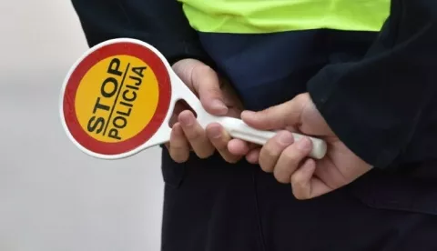 Stop palica policija, akcija policije, ilustracija 