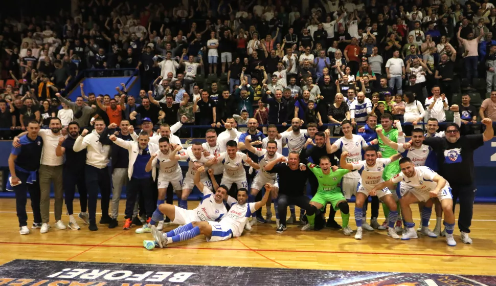 Osijek, 19. 05. 2025, SD Zrinjevac, mali nogomet. Osijek Kandit - Futsal Dinamo, četvrta utakmica, polufinale doigravanja za prvaka SuperSport HMNL-a.snimio GOJKO MITIĆ