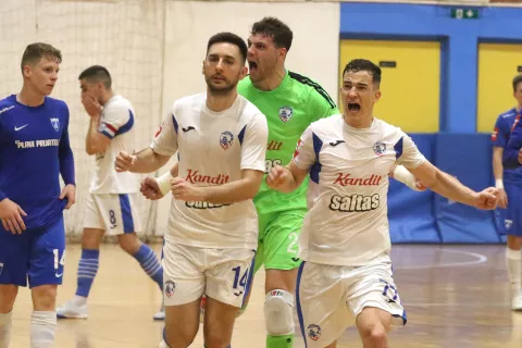 Osijek, 19. 05. 2025, SD Zrinjevac, mali nogomet. Osijek Kandit - Futsal Dinamo, četvrta utakmica, polufinale doigravanja za prvaka SuperSport HMNL-a.snimio GOJKO MITIĆ