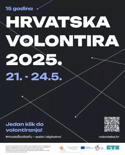 Hrvatski centar za razvoj volonterstva i volonterski centri diljem Hrvatske, u partnerstvu s Centrom tehničke kulture Rijeka, od 21. do 24. svibnja organiziraju 15. nacionalnu kampanju Hrvatska volontira.