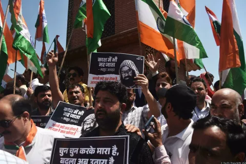 Supporters of Bharatiya Janata Party (BJP) hold country's national flags as they take part in a Tiranga rally to honor Armed forces on May 15, 2025 in Srinagar, India. This was part of a follow-up celebration of the successful conduct of Operation Sindoor, in which India's armed forces launched attacks on nine terror camp sites in Pakistan and Pakistan-occupied Jammu and Kashmir on May 7.   (Photo by Mubashir Hassan/Pacific Press/Sipa USA) Photo: Pacific Press/SIPA USA