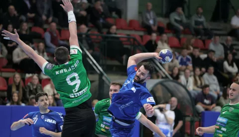 Zagreb.9.4.2025.- Utakmica četvrtfinala Kupa Hrvatske za muške u rukometu između Zagreba i Nexea.foto HINA/ Tomislav Pavlek/ tp