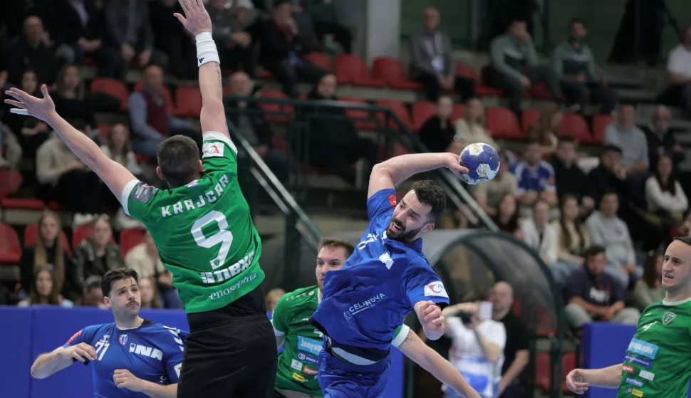 Zagreb.9.4.2025.- Utakmica četvrtfinala Kupa Hrvatske za muške u rukometu između Zagreba i Nexea.foto HINA/ Tomislav Pavlek/ tp