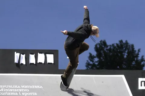 Osijek, 223. 05. 2025, Lijeva obala Copacabana, Skate park. Pannonian Challange XXVI. Unatoč kiši održana su natjecanja na prvom sportskom danu 26. Pannonian Challangea u SKATE amateskoj i pro kategoriji.snimio GOJKO MITIĆ