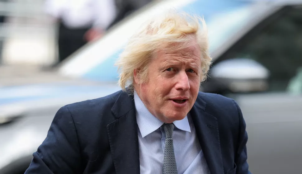 Former British Prime Minister Boris Johnson arrives at Westminster Abbey to attend the Service of Thanksgiving as part of commemorations for the 80th anniversary of Victory in Europe (VE) Day in London, Britain, May 8, 2025. REUTERS/Phil Noble Photo: Phil Noble/REUTERS