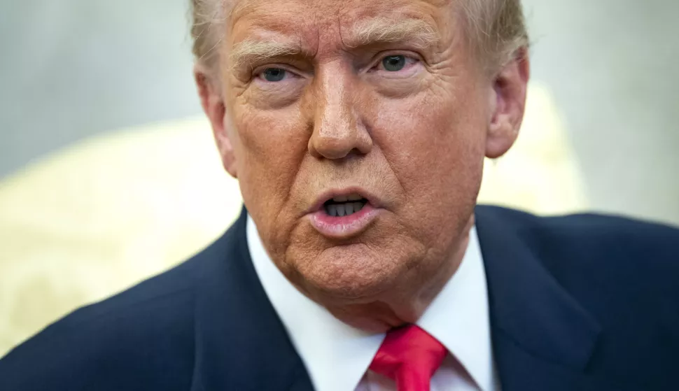 epa11958886 US President Donald Trump speaks during a meeting with Taoiseach of Ireland Micheal Martin in the Oval Office at the White House in Washington, DC, USA, 12 March 2025. EPA/BONNIE CASH/POOL
