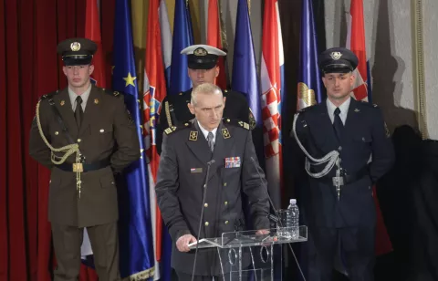 Zagreb, 28.05.2025. - Svečana akademija povodom obilježavanja Dana Hrvatske vojske, Dana Hrvatske kopnene vojske i 34. obljetnice ustrojavanja Hrvatske vojske. Na fotografiji Tihomir Kundid.foto HINA/ Admir BULJUBAŠIĆ/ abu