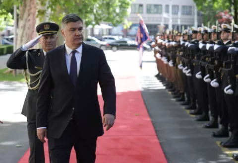 Zagreb, 28.05.2025. - Svečana akademija povodom obilježavanja Dana Hrvatske vojske, Dana Hrvatske kopnene vojske i 34. obljetnice ustrojavanja Hrvatske vojske. Na fotografiji Zoran Milanović.foto HINA/ Admir BULJUBAŠIĆ/ abu