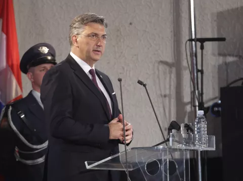 Zagreb, 28.05.2025. - Svečana akademija povodom obilježavanja Dana Hrvatske vojske, Dana Hrvatske kopnene vojske i 34. obljetnice ustrojavanja Hrvatske vojske. Na fotografiji Andrej Plenković..foto HINA/ Admir BULJUBAŠIĆ/ abu