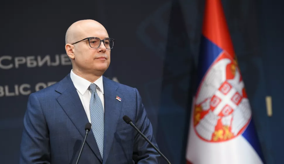 28, January, 2025, Belgrade - The Prime Minister of the Republic of Serbia, Milos Vucevic, held an extraordinary press conference in the Government of Serbia, at which he announced his resignation. Milos Vucevic. Photo: R.Z./ATAImages28, januar, 2025, Beograd - Predsednik Vlade Republike Srbije Milos Vucevic odrzao je vanrednu konferenciju za medije u Vladi Srbije, na kojoj je saopstio da podnosi ostavku. Photo: R.Z./ATAImages Photo: R.Z./ATAImages/PIXSELL