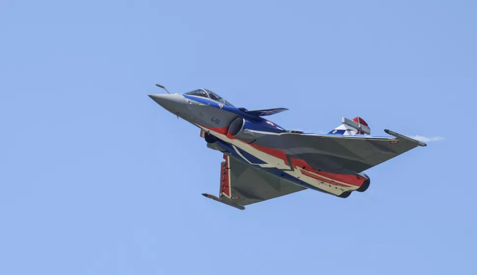 Velika Gorica, 10.05.2025 - Zrakoplovna manifestacijia AIRVG2025 na starom terminalu Zračne luke Zagreb. Na slici Francuski Rafale zrakoplov.foto HINA/ Damir SENČAR/ ds