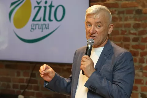 Čepin, 06. 05. 2'025, Prezentacija i Uprave Žito Grupe i obilazak farmi. Dvorana Terra Negra. Josip Bičivić, Marko Pipunić, Mato Božić i Jozo Ljubičić. Marko Pipunić.snimio GOJKO MITIĆ