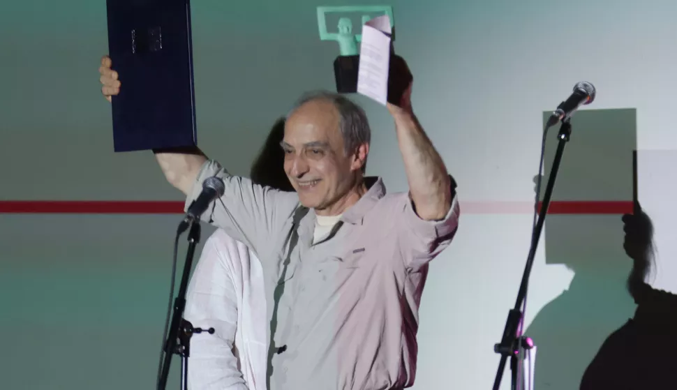 Zagreb, 02.06.2025.- Otvorenje 35. Svjetskog festivala animiranog filma – Animafesta Zagreb, na kojemu će se okupiti gotovo 350 filmova i isto toliko inozemnih gostiju. Na fotografiji dodjela nagrade za Izniman doprinos proučavanju animacije dobio j e Georges Sifianos.foto HINA/ Admir BULJUBAŠIĆ/ abu