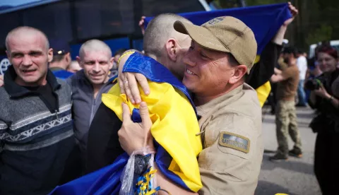 Ukrainian prisoners of war (POWs) are seen after a swap, amid Russia's attack on Ukraine, at an unknown location in Ukraine, in this handout picture released May 23, 2025. Ukraine's President Volodymyr Zelenskiy via Telegram/via REUTERS THIS IMAGE HAS BEEN SUPPLIED BY A THIRD PARTY. Photo: Ukrainian Presidential Press Ser/REUTERS