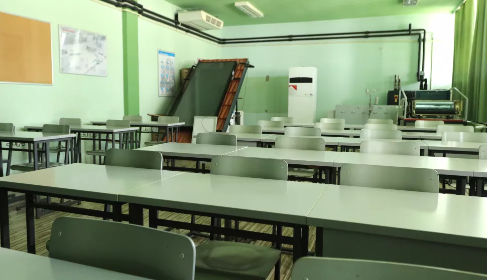 Osijek, Antunovac, Osijek, 03. 04. 2025, Štrajk u osnovnim, srednjim školama i fakultetima, štrajk učitelja. Strojarska škola Osijek. Prazna učionica.snimio GOJKO MITIĆ