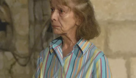 31.07.2009., Dubrovnik - Proba za prvu dramsku premijeru Dubrovackih ljetnih igara, predstavu "Na taraci" Iva Vojnovica koju rezira Josko Juvancic. Predstava ce obiljeziti 80. obljetnicu smrti Iva Vojnovica, pisca velebnog dramskog opusa. Premijera predstave odrzat ce se 7. kolovoza u Parku Umjetnicke skole. Mise Martinovic i Milka Podrug Kokotovic. rPhoto: Zvonimir Pandza/Vecernji listrrr rr