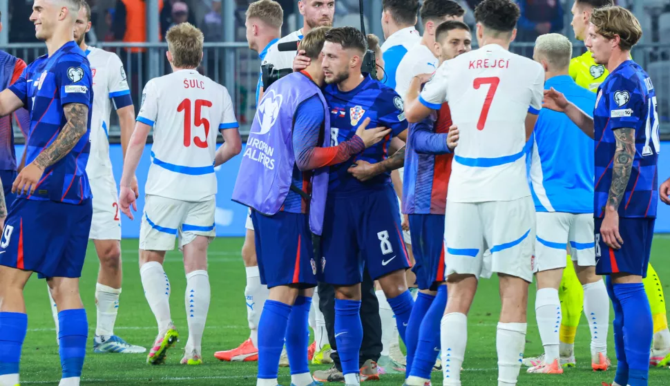 09.06.2025., Opus Arena, Osijek - Kvalifikacije za FIFA Svjetsko nogometno prvenstvo 2026., skupina L, Hrvatska - Ceska. Luka Vuskovic, Tomas Soucek, Tomas Chory, Marco Pasalic, Andrej Kramaric, Matej Kovar, Kristijan Jakic Photo: Davor Javorovic/PIXSELL