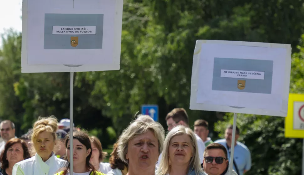 Zagreb, 27.05.2025.- U organizaciji Sindikata zaposlenih u poljoprivredi, prehrambenoj i duhanskoj industriji i vodoprivredi Hrvatske održao se štrajk u kompanijama JAMNICA plus d.o.o., ZVIJEZDA plus d.o.o. i PIK VRBOVEC plus d.o.o. Na fotografiji pogon ZVIJEZDA plus d.o.o. u ulici Marijana Čavića u Zagrebu.foto HINA/ Admir BULJUBAŠIĆ/ abu