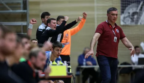 19.03.2023., dvorana Novi Jelkovec, Zagreb - Prva utakmica cetvrtfinala EHF Europskog kupa za rukometase, RK Sesvete - Naerbo. Trener Sesveta Silvio Ivandija Photo: Zeljko Hladika/PIXSELL