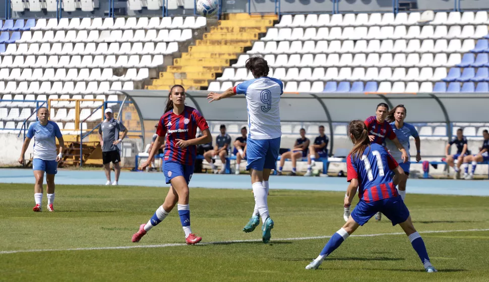 Osijek, 14. 06. 2025., Stadion Gradski vrt, Osijek - Hajduk (Split), nogometašice, Liga za prvaka Hrvatske SNIMIO BRUNO JOBST