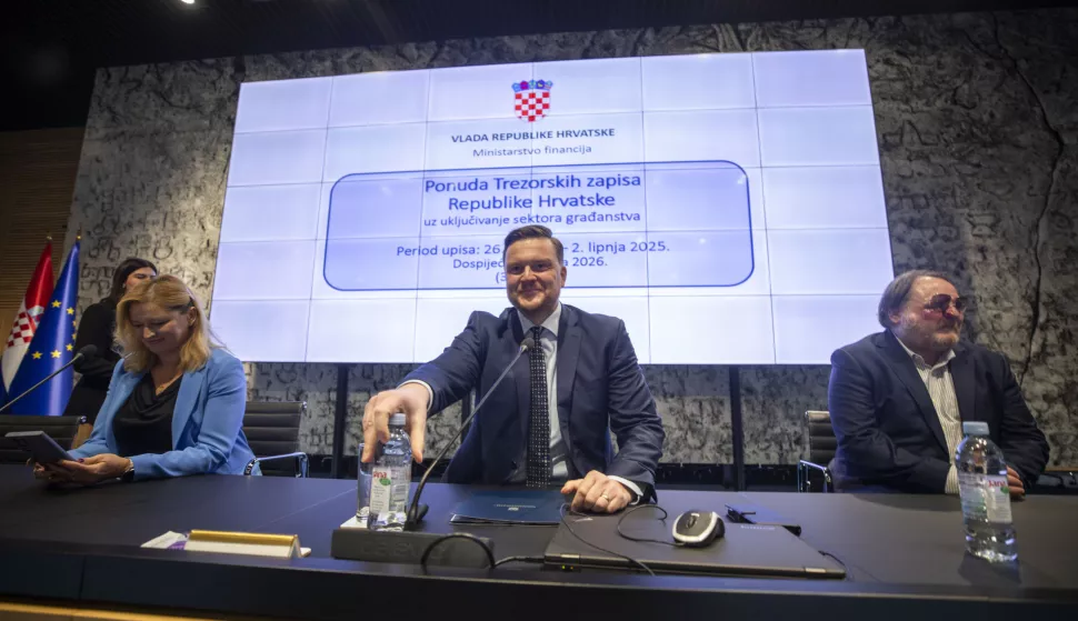 Zagreb, 21.05.2025 - Ministarstvo financija predstavilo je novo izdanje trezorskih zapisa. Također, predstavljena je aplikacija M-Riznica, digitalna platforma za vrijednosne papire Ministarstva financija. Na fotografiji Marko Primorac. foto HINA/ Daniel KASAP/ dk