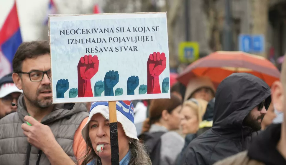 15, March, 2025, Belgrade - The river of people flows across Slavija towards the Serbian Parliament where a large student protest "15 for 15" will be held. Photo: Antonio Ahel/ATAImages15, mart, 2025, Beograd - Reka ljudi sliva se preko Slavije ka Skupsini Srbije gde ce biti odrzan veliki studentski protest "15. za 15". Photo: Antonio Ahel/ATAImages Photo: Antonio Ahel/Ata images/PIXSELL