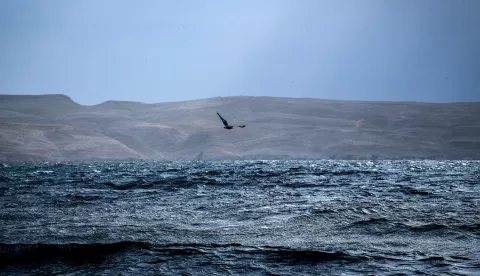 12.08.2020., Otok Pag - Velebitski kanal je morski kanal u Jadranskom moru. Dug je 144 km, s dubinom do 106 m. Podvelebitski kanal karakteristican je po snaznim udarima bure, cije strujanje nerijetko ometa i normalnu pomorsku plovidbu. Photo: Sandra Simunovic/PIXSELL