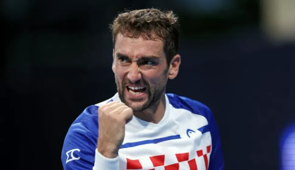 Tokio, 24.07.2021 - Marin Cilic, jedini hrvatski tenisac u pojedinacnoj konkurenciji olimpijskog turnira u Tokiju, velikim je preokretom stigao do plasmana u 2. kolo pobijedivљi Brazilca Joaa Menzesa (ATP - 217.) sa 6-7 (5), 7-5, 7-6 (7) nakon tri sata i 23 minuta igre.foto HINA/ Damir SENCAR/ ds