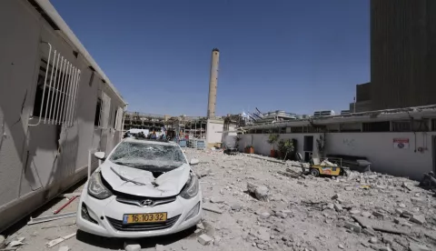 epa12185467 The damaged Soroka hospital complex after it was hit by a missile fired from Iran, in Beer Sheva, Israel, 19 June 2025. Israel and Iran have been exchanging fire since Israel launched strikes across Iran on 13 June 2025 as part of Operation 'Rising Lion.' EPA/MARC ISRAEL SELLEM/POOL