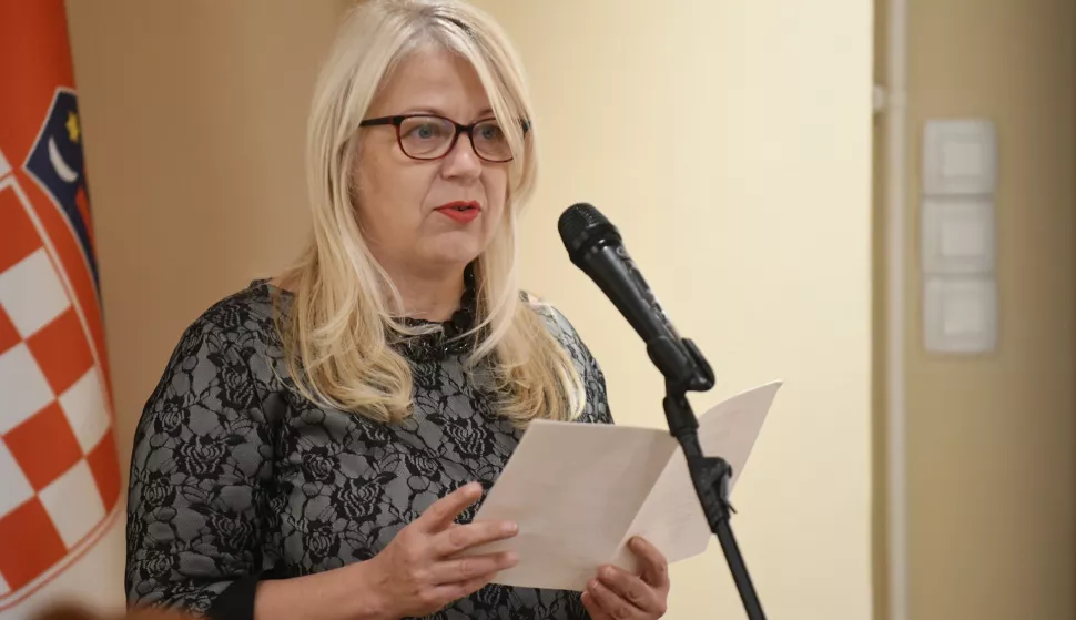 5.12.2024., KIC Veleposlanstva BiH, Zagreb, Hrvatska - Predstavljanje knjige "Krojacica", autorice Ines Kajic Bubalo. Elma Kovacevic-Bajtal, veleposlanica BiH u Hrvatskoj. Photo: Josip Mikacic/PIXSELL