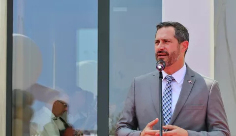 Preko, 16.06.2025 - U Preku na Ugljanu u ponedjeljak je otvoren Curio Collection by Hilton, prvi hotel brenda Hilton izgrađen na nekom od hrvatskih otoka. Otvaranju je prisustvovao ministar turizma i sporta Tonči Glavina.foto HINA/ Andrina LUIĆ/ ds