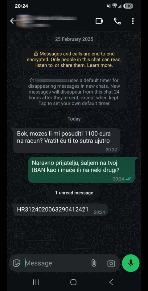 RIJEKA, 25. 06. 2025. whats app, haker, hakiranje, poruke, slanje poruka preko tuđeg računa, krađa podataka SNIMIO: VEDRAN KARUZA
