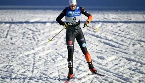 Victoria Carl of Germany competing during women's cross-country skiing freestyle sprint qualification at the FIS Nordic World Cup Lahti Ski Games in Lahti, Finland, on March 21, 2025. (Photo by EMMI KORHONEN/LEHTIKUVA/Sipa USA) Photo: STT-Lehtikuva/SIPA USA
