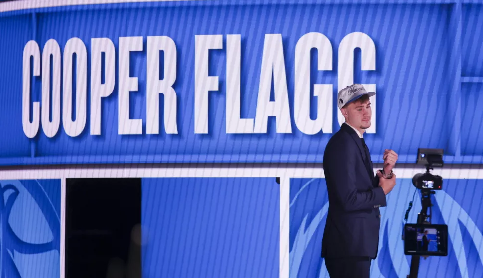epa12197812 American basketball player Cooper Flagg gets drafted by the Dallas Mavericks during the 2025 NBA Draft at the Barclays Center in the Brooklyn borough of New York, New York, USA, 25 June 2025. EPA/SARAH YENESEL SHUTTERSTOCK OUT