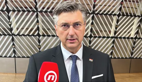 Bruxelles, 26.06.2025. - Izjava Andreja Plenkovića u Bruxellesu prije početka samita EU-a. Na fotografiji Andrej Plenković. foto HINA/ Slavko VUKADIN/ tm