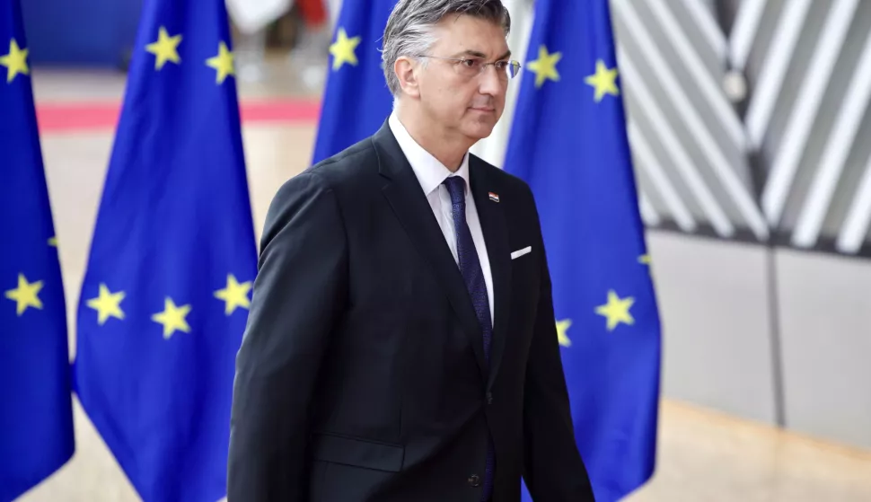 epa12198290 Croatia's Prime Minister Andrej Plenkovic arrives to attend the EU leaders' Summit in Brussels, Belgium, 26 June 2025. EU leaders gather for a two-day summit to address geoeconomic challenges and the ongoing developments in Ukraine and the Middle East, among other topics. EPA/OLIVIER MATTHYS