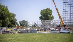 Zagreb, 8.6.2025 - Pripreme za koncert Marka Perkovića Thompsona na Hipodromu.Foto Hina/ Dario GRZELJ/ dag