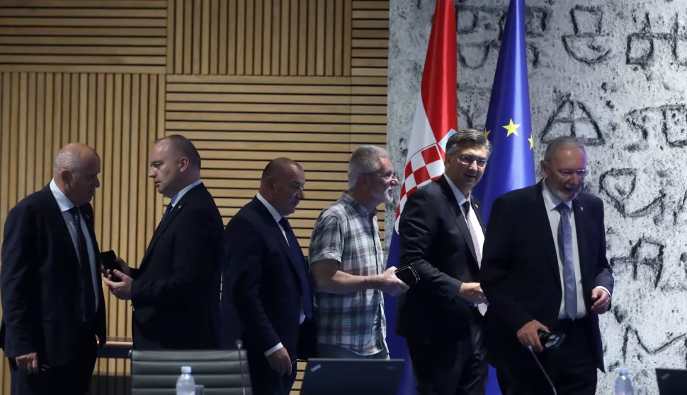 Zagreb 27.06.2025 - Sjednica Vlade RH. Na fotografiji premijer Andrej Plenković, Krešimir Sever, Davor Božinović, Tomo Medved.foto HINA/ Denis CERIĆ /dc