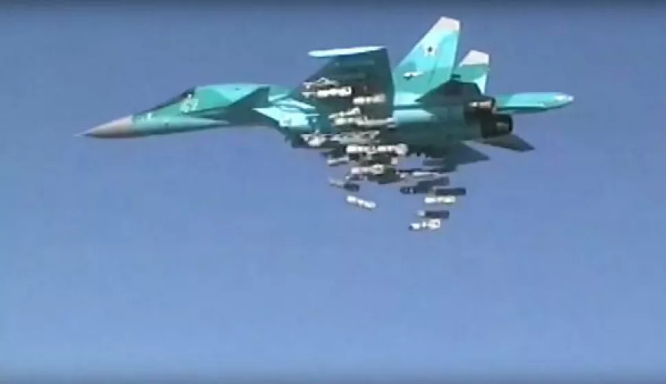 epa06030920 (FILE) - A handout still image taken from video footage made available on 18 August 2016 on the official website of the Russian Defence Ministry shows a Russian Sukhoi Su-34 fighter-bomber based at Hamedan airbase in Iran releasing its payload while carrying out airstrikes against IS terrorist targets in the Deir ez-Zor province, North East of Damascus, Syria (reissued 16 June 2017). The Russian Defense Ministry on 16 June 2017 stated airstrikes in late May allegedly have killed al-Baghdadi among other IS leaders outside of Raqqa, Syria. EPA/RUSSIAN DEFENCE MINISTRY PRESS SERVICE HANDOUT BEST QUALITY AVAILABLE HANDOUT EDITORIAL USE ONLY/NO SALES