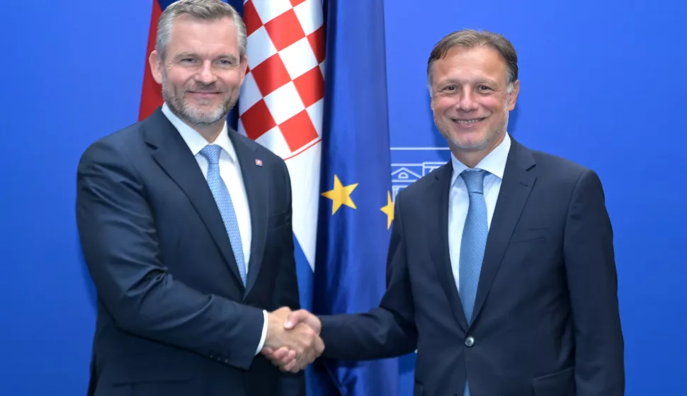 Zagreb, 01.07.2025. - Predsjednik Hrvatskoga sabora Gordan Jandroković primio je predsjednika Slovačke Republike Petera Pellegrinija koji boravi u službenom posjetu Republici Hrvatskoj. foto HINA/ Hrvatski sabor/ tm