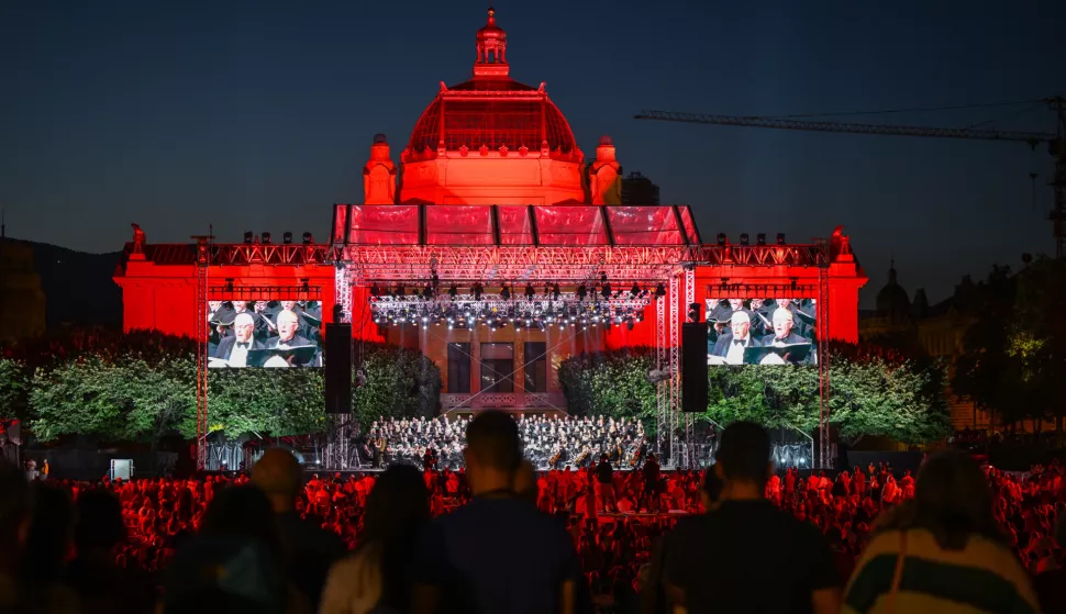 02.07.2025., Zagreb - Koncert Zagreb Classic, velicanstvena zavrsnica festivala. Pravi vrhunac Zagreb Classica pod zvjezdanim nebom - na Trga kralja Tomislava izveden je oratorij Anno Domini 925. Kralj Tomislav, djelo suvremenog hrvatskog skladatelja Mateja Mestrovica. Photo: Neva Zganec/PIXSELL