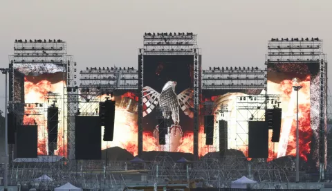 Zagreb, 02.07.2025. - Pripreme za koncert Marka Perkovića Thompsona na Hipodromu. foto HINA/ Lana SLIVAR DOMINIĆ/ lsd