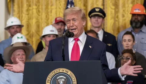 epa12199994 US President Donald Trump speaks during the 'one, big, beautiful event' in the East Room of the White House in Washington, DC, USA, 26 June 2025. EPA/KEN CEDENO/POOL