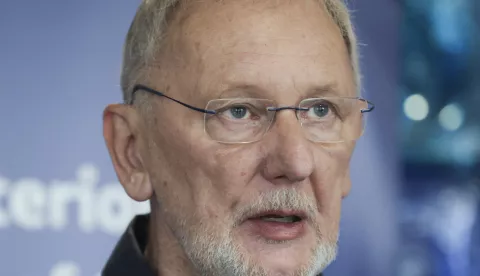 Zagreb, 05.07.2025. - Konferencija za medije MUP-ovog Stožera za provedbu mjera sigurnosti povodom održavanja koncerta Marka Perkovića Thompsona. Na fotografiji potpredsjednik Vlade i ministar unutarnjih poslova Davor Božinović. foto HINA/ Lana SLIVAR DOMINIĆ/ lsd